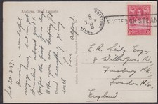 Sierra Leone 1937 postcard Canary Islands sent to England by ship passenger