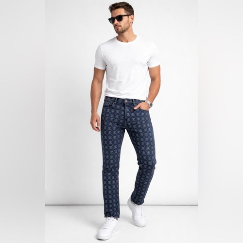 Jeans denim monogramma indaco