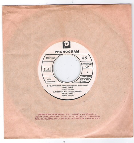 Patty pravo 45giri - patty, promo=un