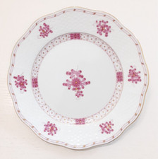 Piatto dessert Herend Hungary Waldestein rosa porcellana handpainted bordo oro