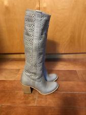 COWBOY STIVALE TRAFORATO DONNA TEXANO CELESTE 37 TACCO VERA PELLE MADE ITALY