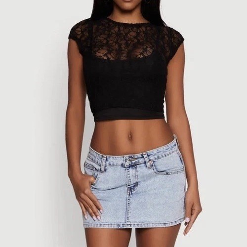 Crop top nero - a, rete