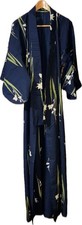 Yukata in cotone floreale navy