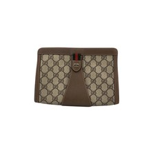 Autentica pochette Gucci vintage marrone monogramma tela web cosmetica
