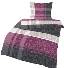 Betwäsche Barock Violett Himbeere Anthrazit 155x220 cm Übergröße Biber Ornamente