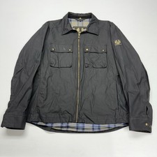 Giacca uomo Belstaff zip L nera Inghilterra 1924 cotone cerato retrò classica