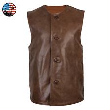 Gilet Uomo Vera Pelle WW1 Esercito Britannico Repro Jerkin Vintage Militare