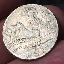 MONETA REGNO V. E. III QUADRIGA 1 LIRA 1908 AG ARGENTO RARA