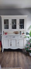 credenza vetrina  in legno massiccio laccato bianco opaco stile shabby