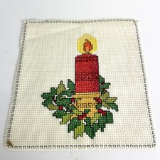Ricamo Vintage Punto croce Natalizio Tela ricamata con Candela di Natale