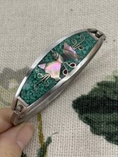 Bracciale braccialetto VINTAGE MESSICANO alpaca con farfalla abalone