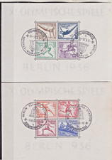 TERZO REICH 1936 OLIMPIADI DI BERLINO COMPLETA IN FOGLIETTI CON ANNULLI SPECIALI