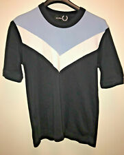 RAF SIMONS X FRED PERRY T Shirt in Pure  Thick Cotton, in Black, White and Avio