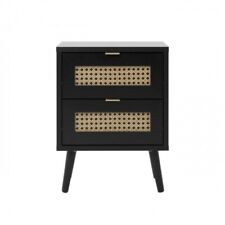 Comodino Nero con 2 Cassetti e