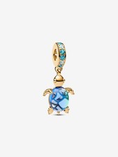 Charm Colgante Tortuga Marina de Cristal de Murano Recubrimiento en oro de 14k