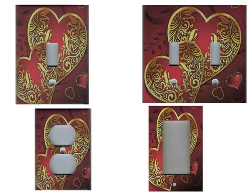 Cuori oro rosso shabby - rosso,