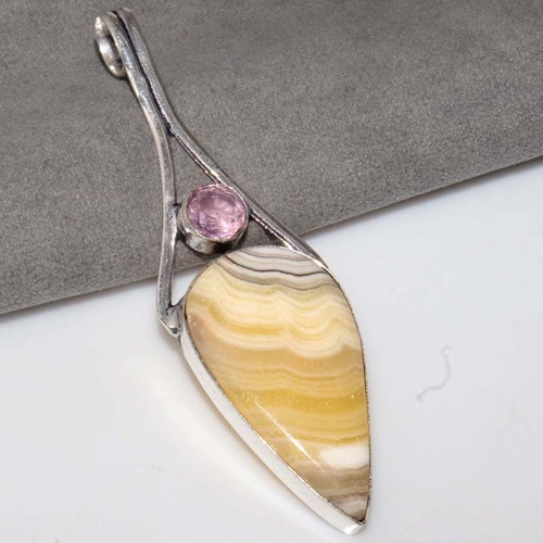 Ciondolo kunzite calcite pizzo - calcite,