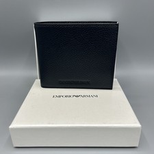 Portafoglio bifold pelle blu navy scuro Emporio Armani nuovo con etichette/scatola