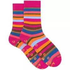 Calze Gallo Corte Antiscivolo Rigate Unisex Cotone Magenta Prussia TG. U 40 - 45