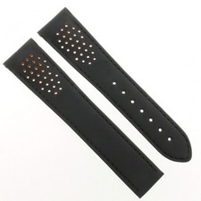 OMEGA cinturino pelle Nero 21/18 forato, Speedmaster Racing Co-axial. Fori aranc