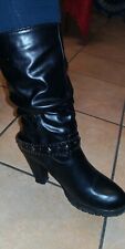 Stivali donna nero n 40 texani con fibbia tacco  10 gambale largo 