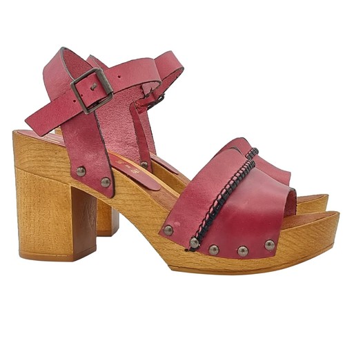 Sandali fucsia pelle con - in,