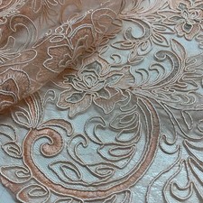 Tessuto Tulle Ricamato Fiori