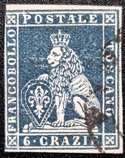 ASI Toscana 1851 6 crazie ardesia su grigio usato Sass. 7 - f.to Cardillo