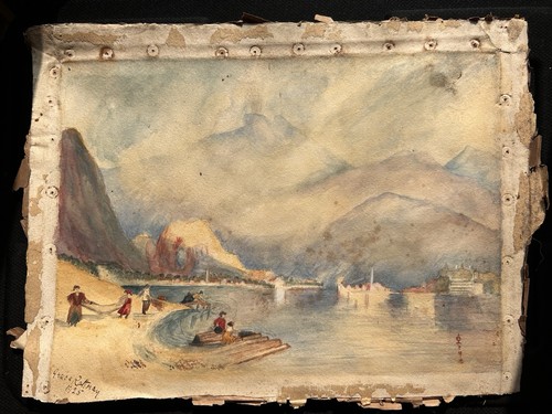 Antico paesaggio acquerello - antico,