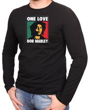 BOB MARLEY ONE LOVE T-shirt nera reggae magliette maniche lunghe -066 -LA
