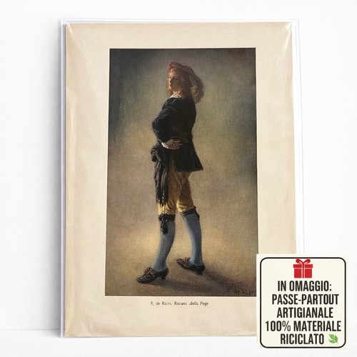 Stampa antica paggio ritratto