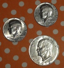 Lotto 3 Monete USA - KENNEDY - EISENHOWER - HALF-ONE DOLLAR - 1972-76