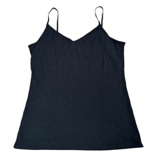 Cami top nero a costine