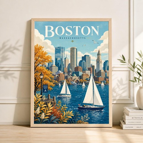 Boston skyline art print - skyline,