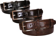 Cintura uomo vero coccodrillo coda fodera pelle cuoio nabuk 3,5 cm accorciabile 