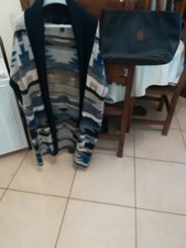 CARDIGAN LUNGO/ CAPPOTTO DONNA MISTO LANA NUOVO E BORSA TRUSSARDI VINTAGE USATA 