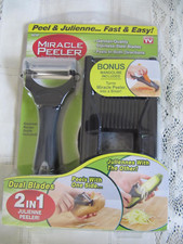 Miracle Peeler 2 in 1 Doppia Lama Julienne Affettatrice Pelapatate Verdure Mandolina Nuovo con scatola