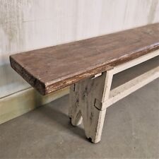 Panchina In Legno Stile Rustico Bianco Antichizzato Senza Schienale