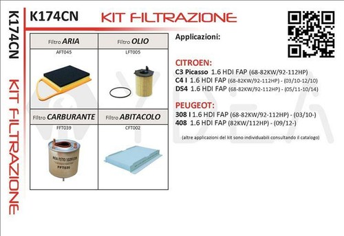 Kit filtri tagliando citroen - filtri,