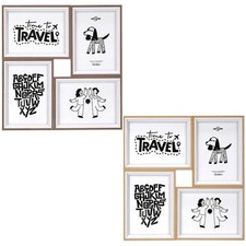 Cornice portafoto multiplo da muro e parete porta 4 foto collage in MDF e vetro