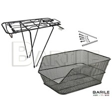 Cestino Posteriore Rettangolare Nero + Portapacchi Bici Olanda - City Bike - MTB