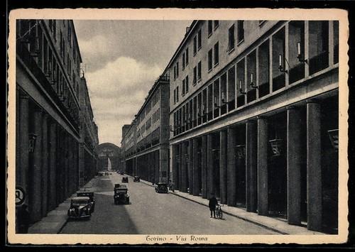 Cartolina torino via roma con - via,