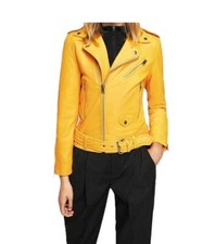 Giacca in pelle gialla da