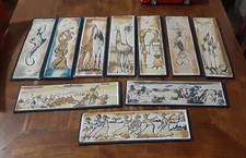 Set 10 quadri africani realizzati con sabbia colorata dimensioni 10 x 29 cm cad.