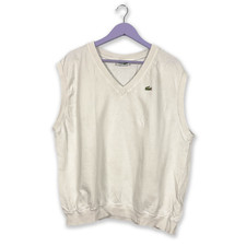 Gilet Lacoste Vintage bianco con scollo a V - Taglia 7 uomo