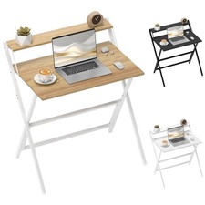 HOMCOM Scrivania Pieghevole con Ripiano per Monitor, 81.5x62x86.5 cm