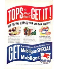 Pubblicità stampa d'epoca Mobilgas benzina 1951 giallo cabina taxi stazione arte da parete