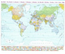 MAPPA POLITICA MONDO XXL MURALE 132x105cm GRANDE mappamondo bandiere da parete