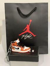 MINI SNEAKERS JORDAN 1 "3D"  PORTACHIAVI ARANCIONE + SCATOLA BOX + SHOPPER