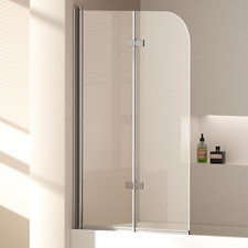 Pannello Doccia per Vasca 100X140 Cm, Paravetro per Vasca Pieghevole a 2 Parti, 